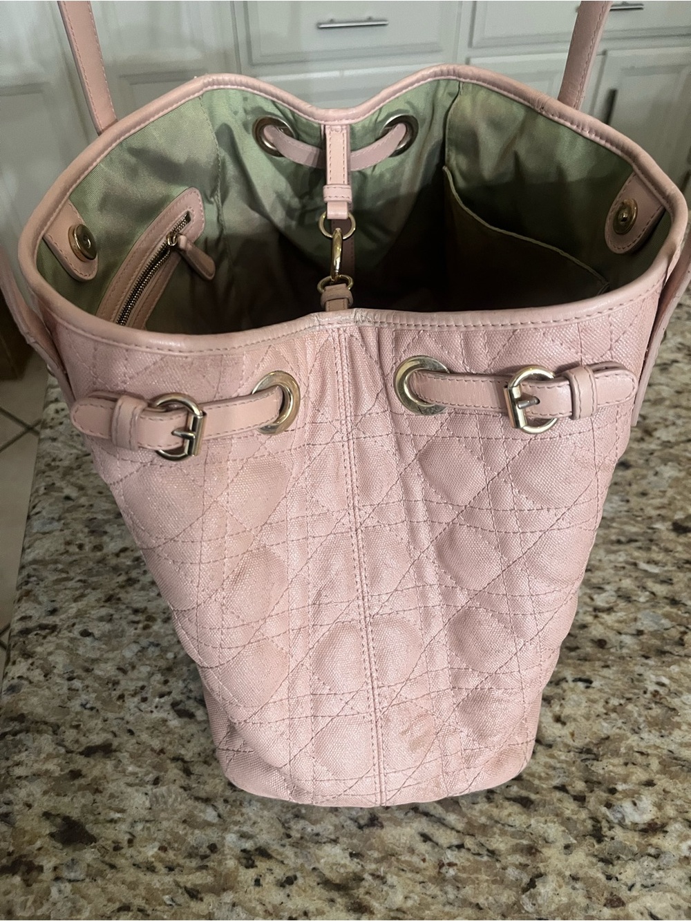 Dior Blush Quilted Leather Shoulder Tote with Signature Charms - Picture 10 of 16